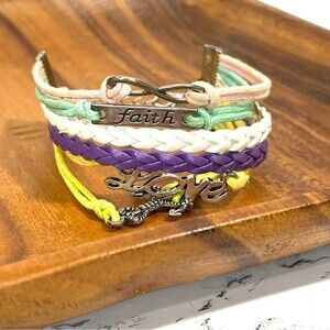 Infinity Faith Love Anchor Friendship Corded Layered Bracelet